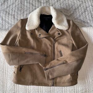 French Connection faux suede moto jacket S